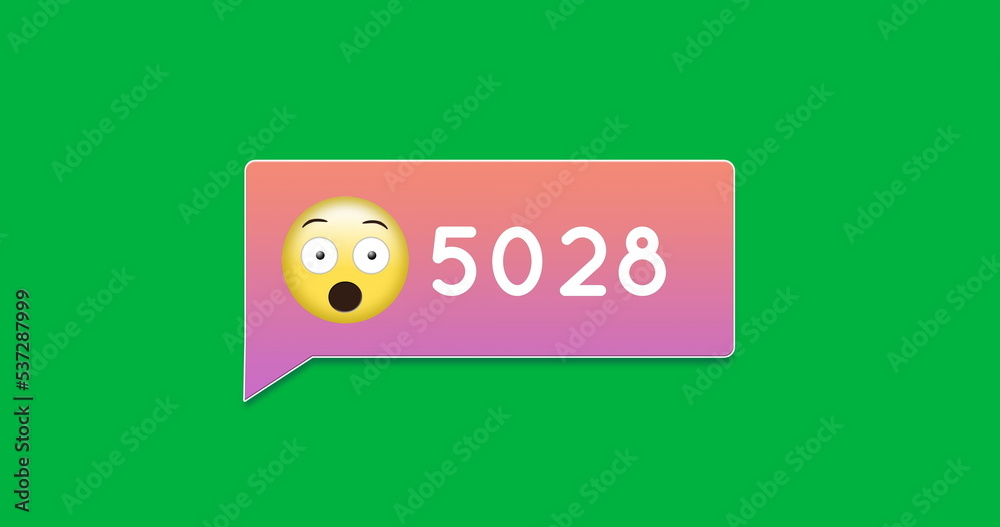 Image of 5028 messages and emoticons on green background