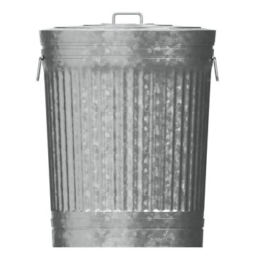 3d rendering illustration of a metallic trash can closed