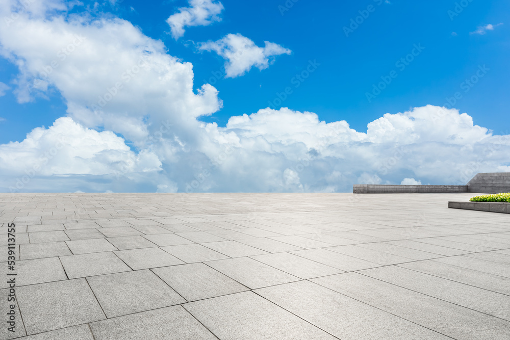 Empty square platform and sky cloud background