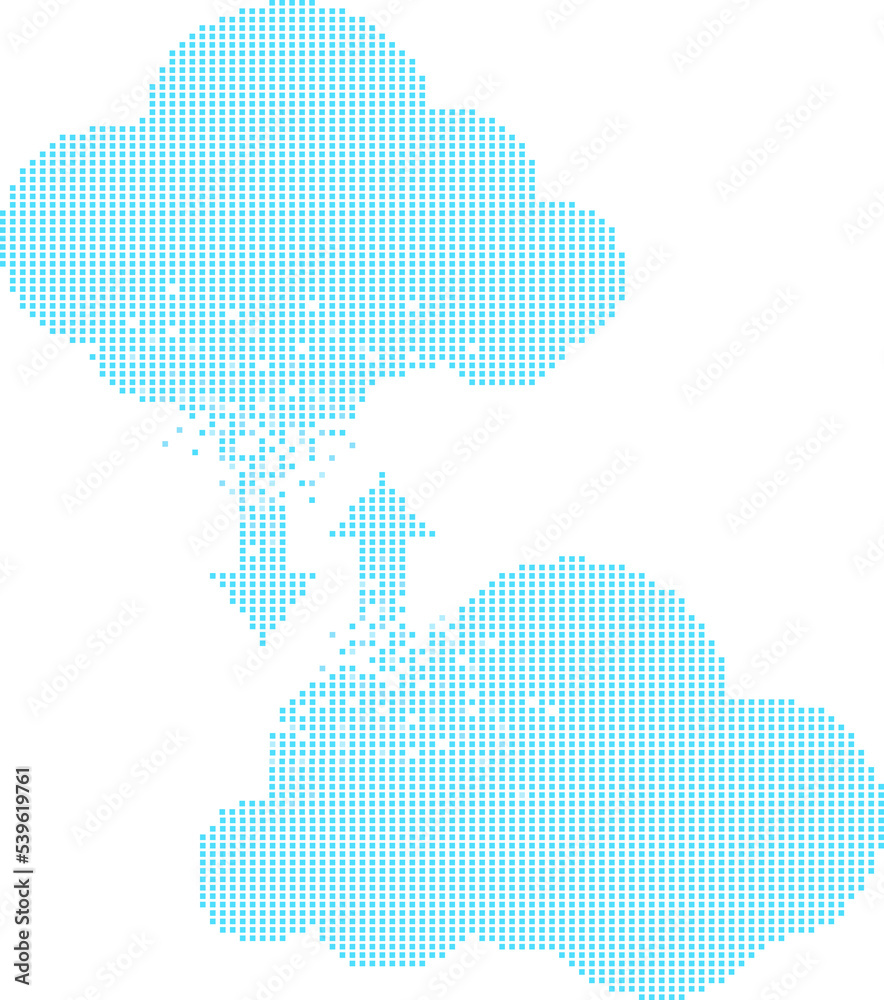 Cloud computing network technology pixel graphic style. Concept of cloud server, Storage and data tr