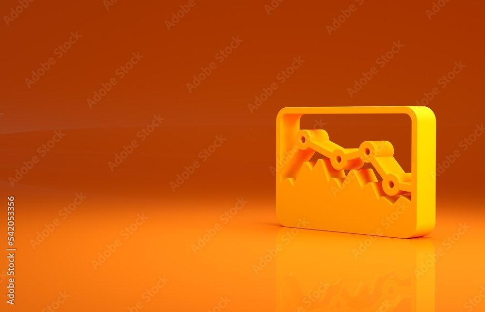 黄色音乐波形均衡器图标隔离在橙色背景上。声波。音频数字均衡器