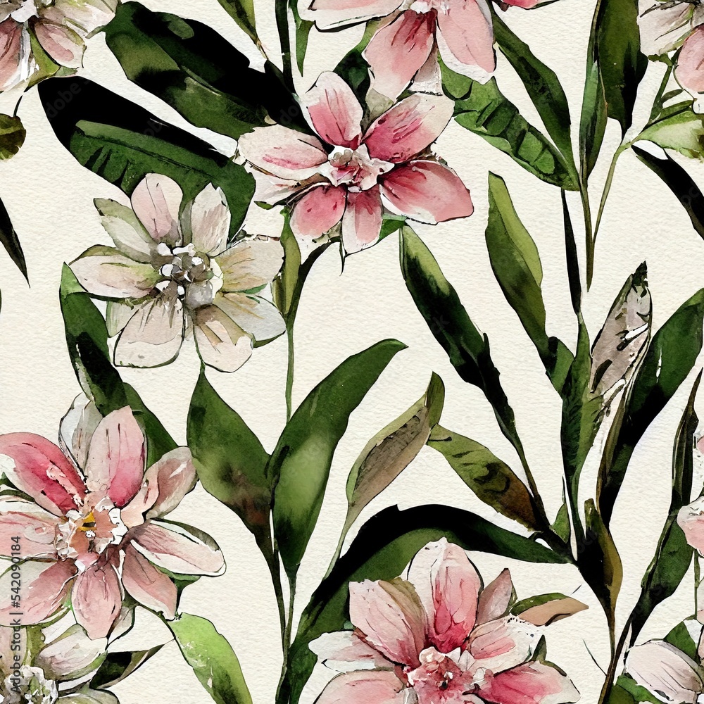 白色背景上的花束镶边的绿色叶子和浅粉色花朵。水彩手绘接缝