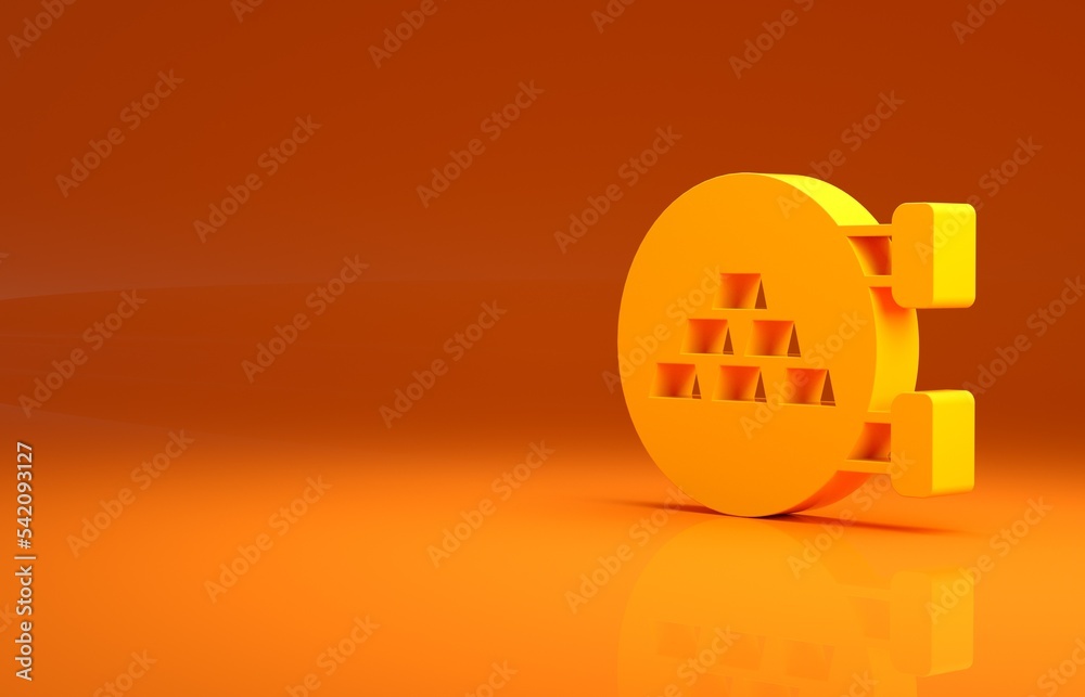 黄色珠宝店图标隔离在橙色背景上。极简主义概念。3d插图3d趋势