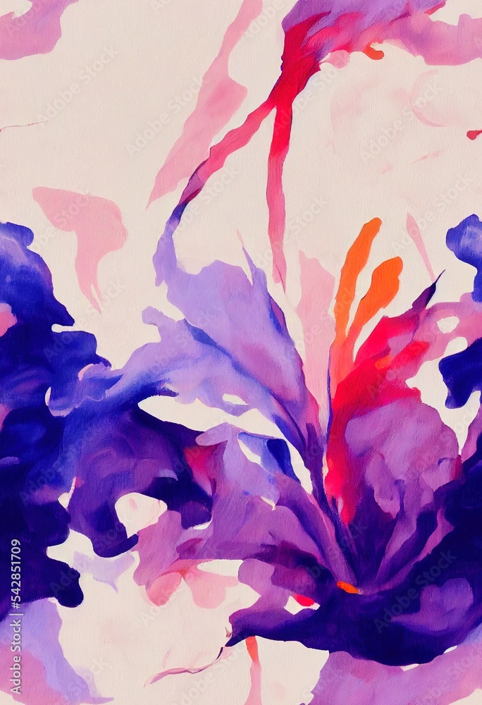 抽象的花卉图案。色彩缤纷的绘画。柔和的花朵花瓣背景。奶油粉色发光