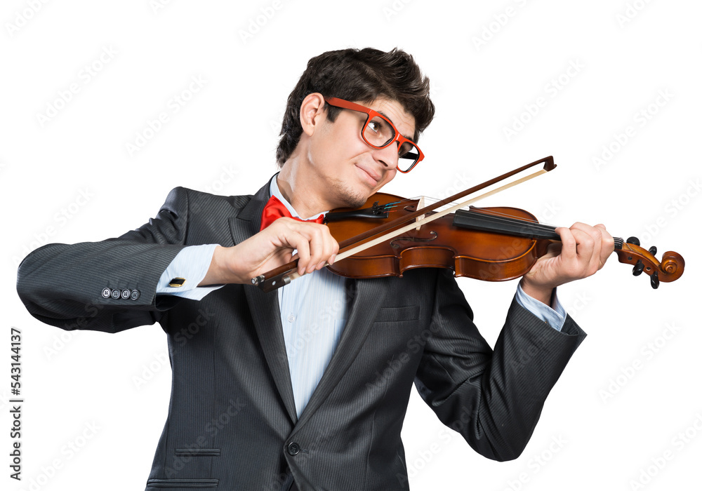 年轻音乐家拉小提琴