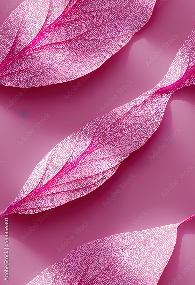 花朵无缝图案。粉红色背景上的堇青石叶子。
