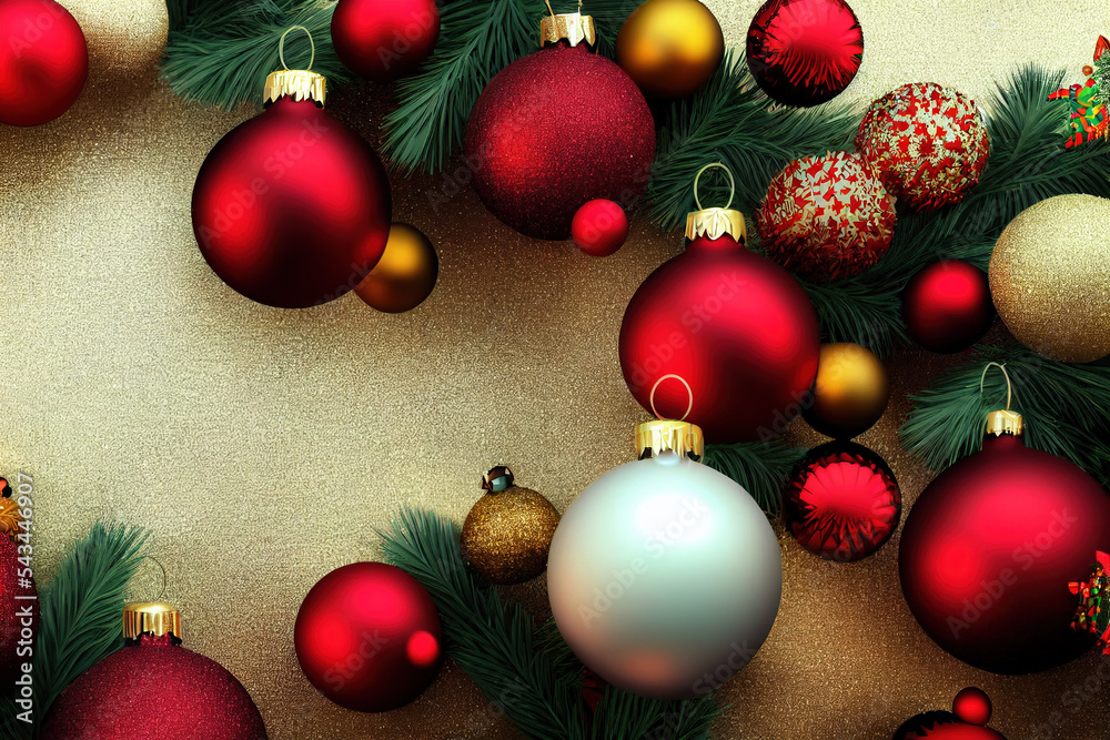 Christmas celebration background decorated with spectacular baubles gift baubles gift for merry chri