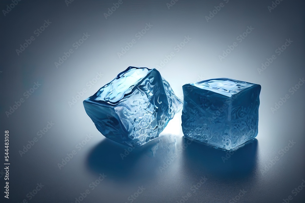 Ice block, on white surface, isolated on black background. Clipping path included.