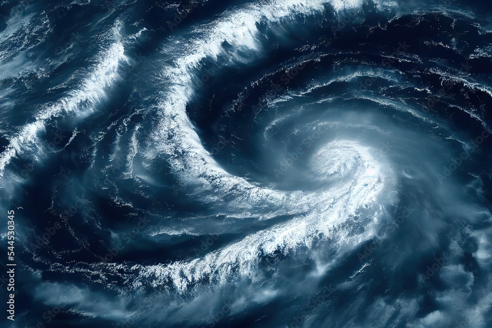 气旋、风暴和漩涡的卫星图像。三个漏斗状的乌云形成了漩涡。I