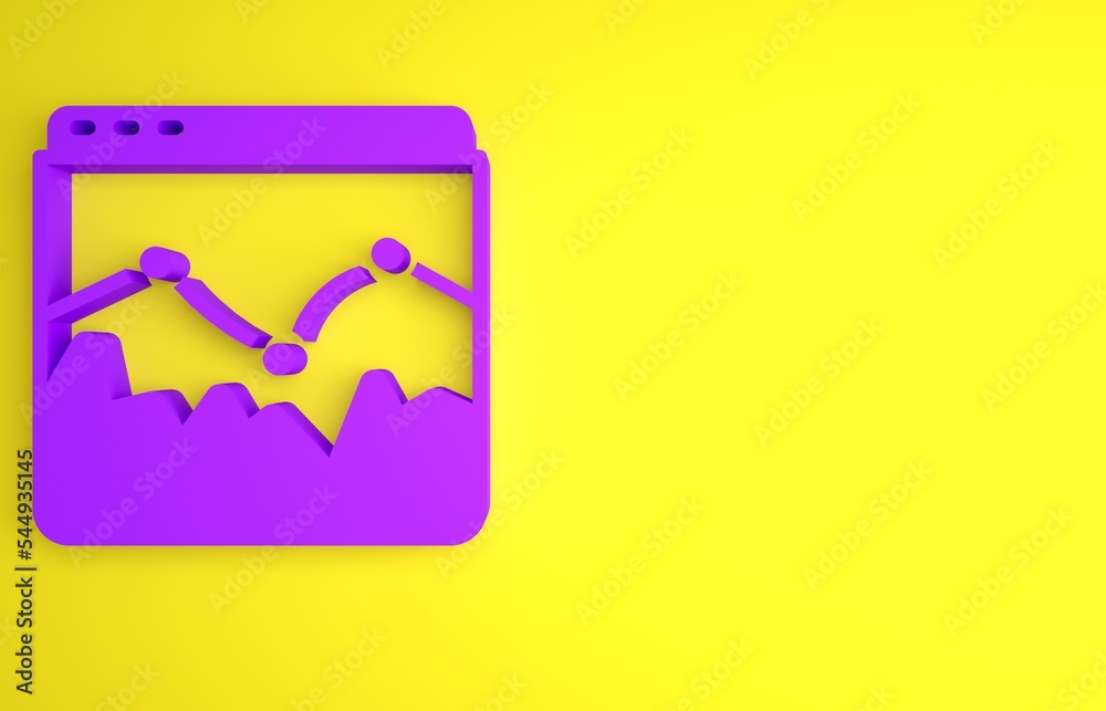 黄色背景上隔离的紫色音乐波形均衡器图标。声波。音频数字均衡器