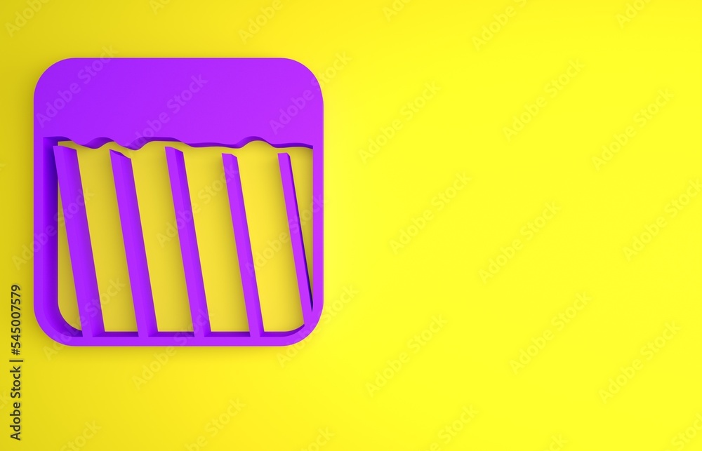Purple Ground icon isolated on yellow background. Minimalism concept. 3D render illustration