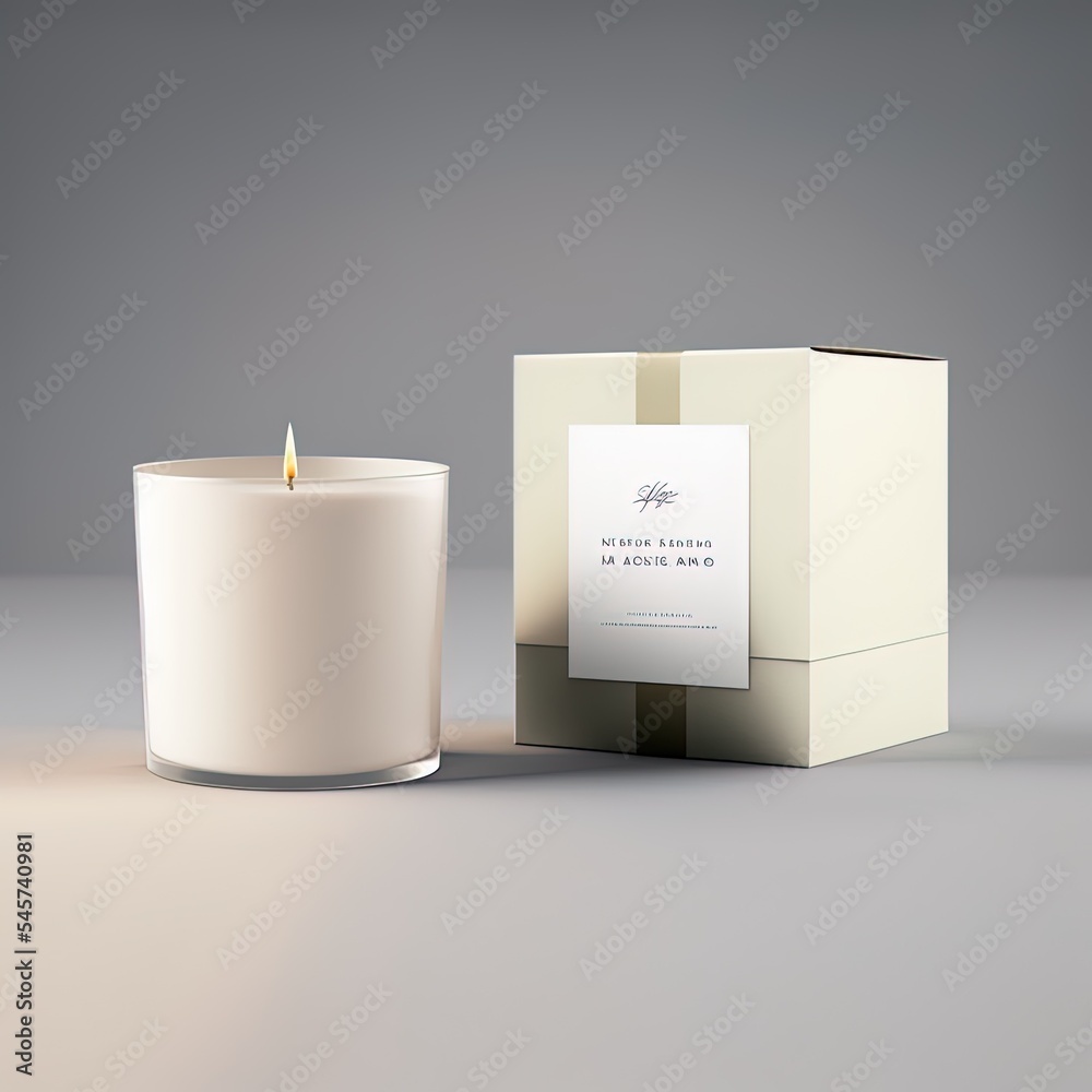 Blank Scented Candle With Paper Box Packaging For Branding And Mock up, 3d render illustration.