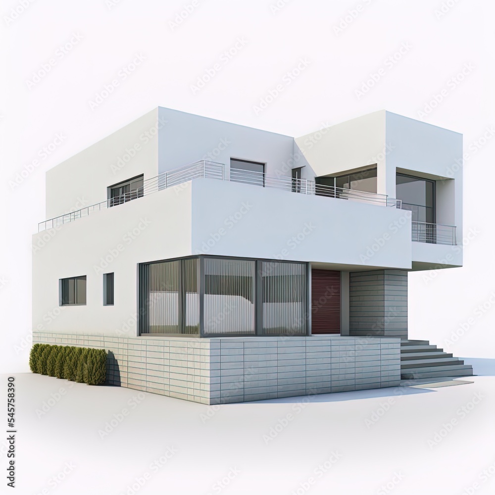 白色隔离房屋的三维渲染图。