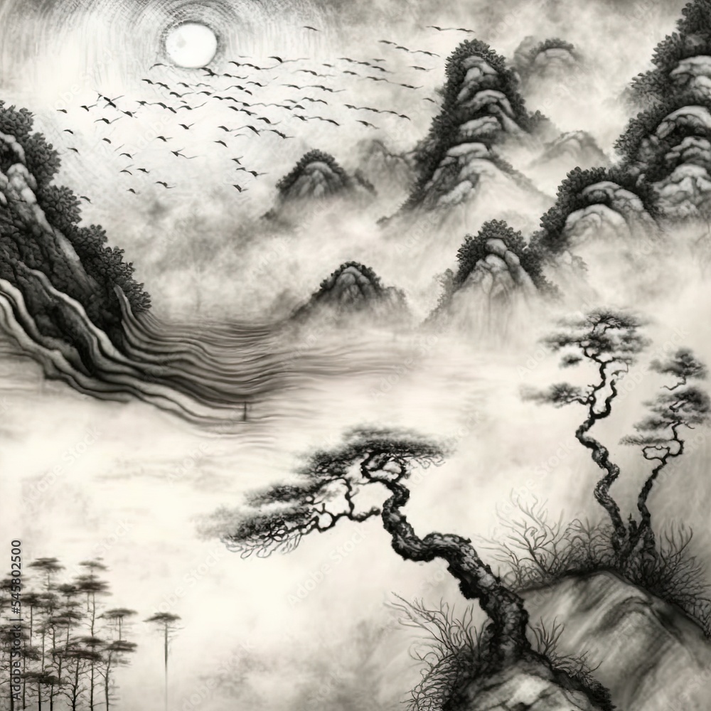 水墨意境的中国山水画