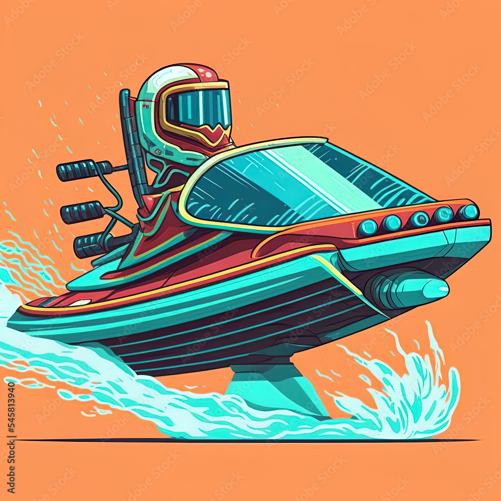 2d illustrated jet boat(scooter).