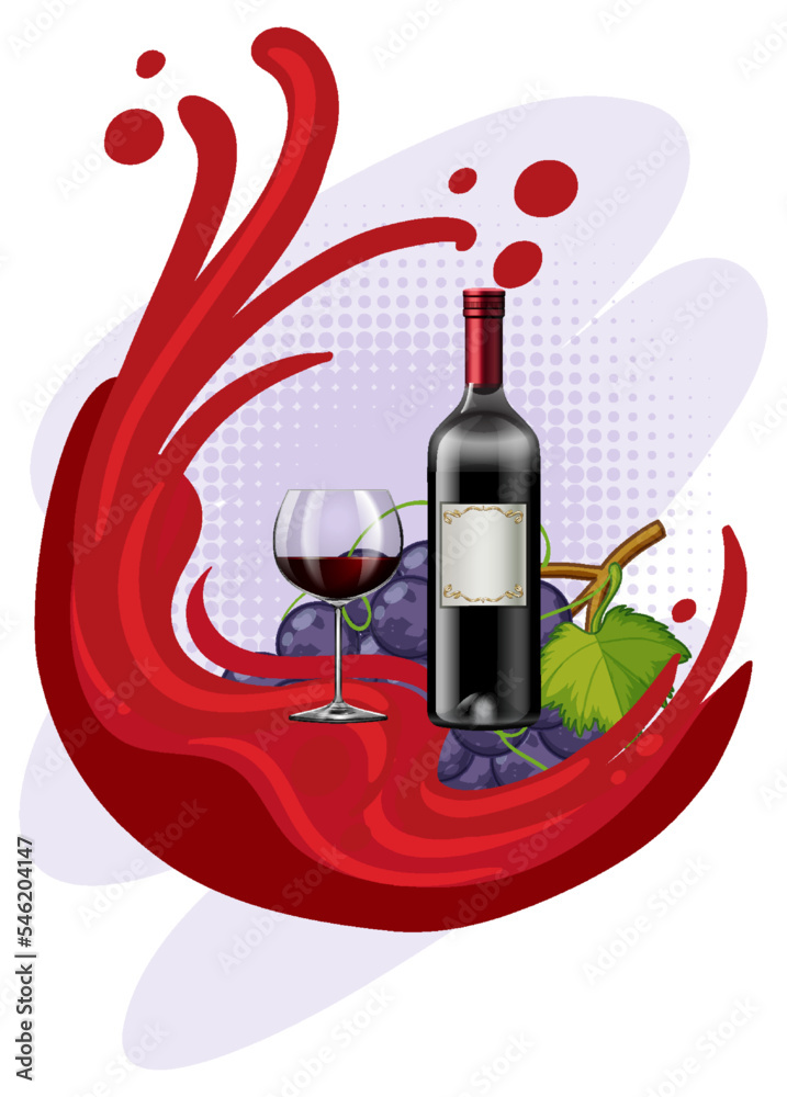 红葡萄酒瓶和玻璃杯
