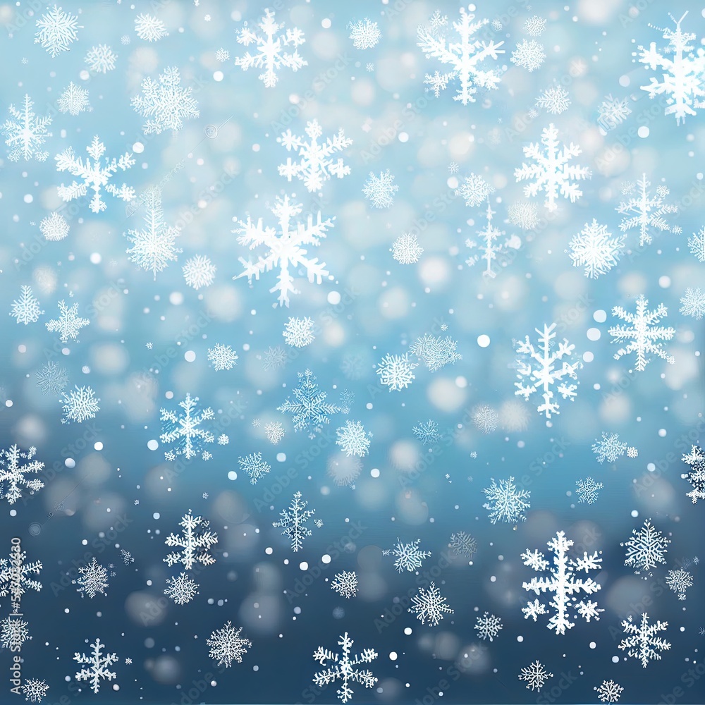 圣诞雪花背景或抽象卡片，带有冬天除夕夜飘落的零星雪花