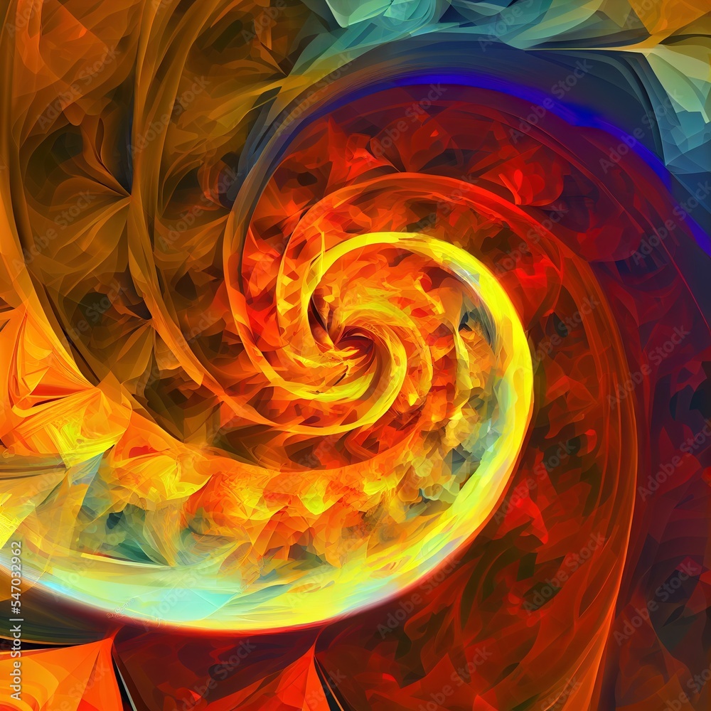 插图空间几何中的抽象漩涡背景艺术。背景由分形多核组成