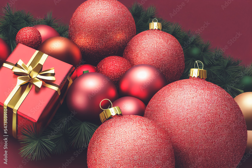 Christmas celebration background decorated with spectacular baubles gift baubles gift for merry chri