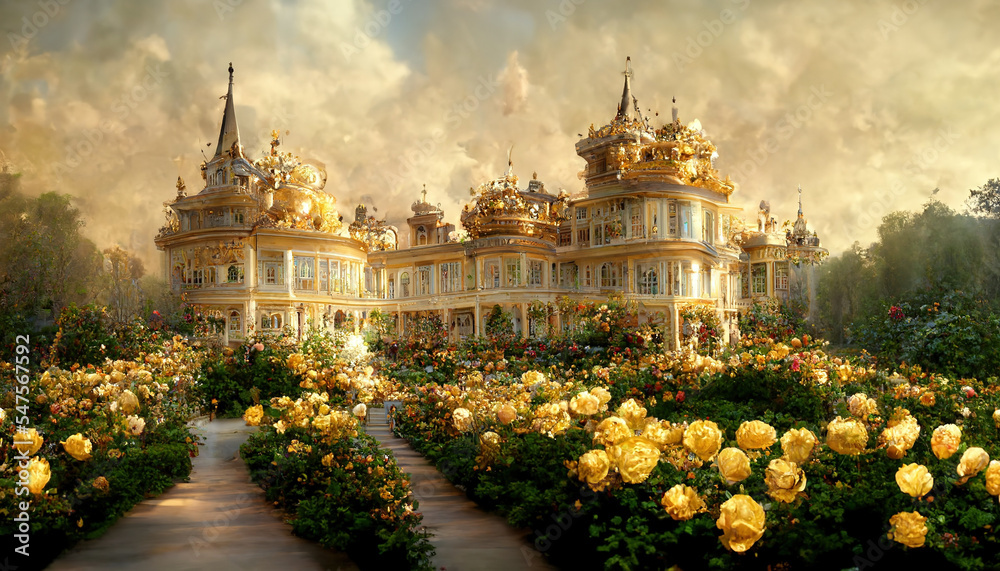 维多利亚风格的皇家宫殿，看起来像童话故事中的宫殿。壮观的梦幻奢华