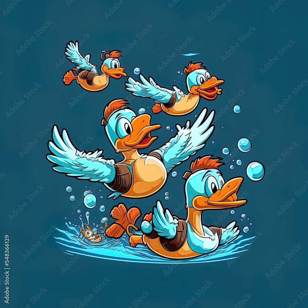 游泳和飞翔的鸭子
