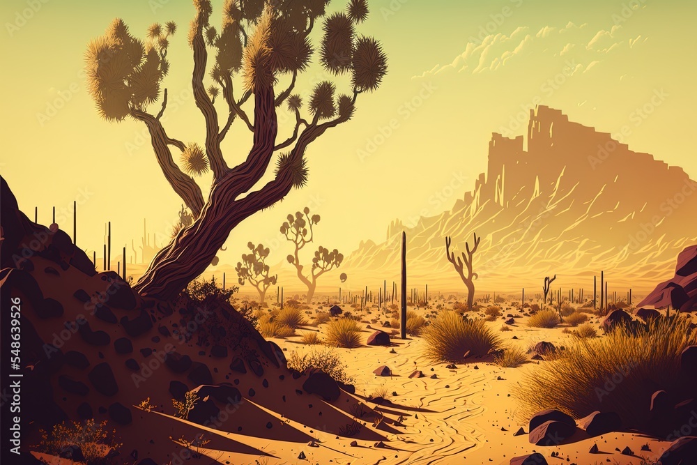 Desert Forest Landscape At Day Time Scene