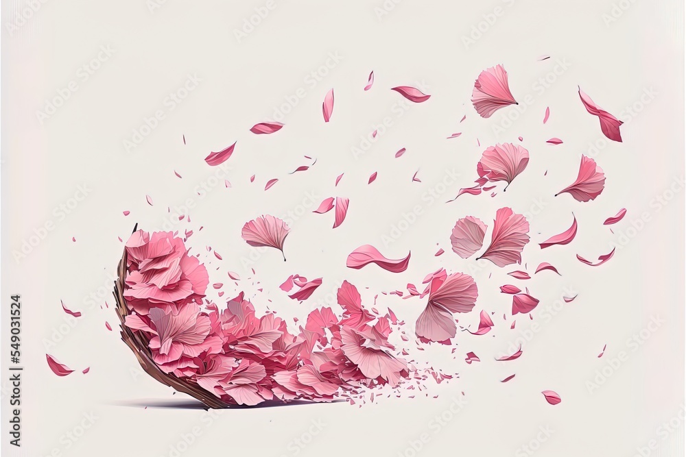 飘落的粉红色樱花花瓣写实插图