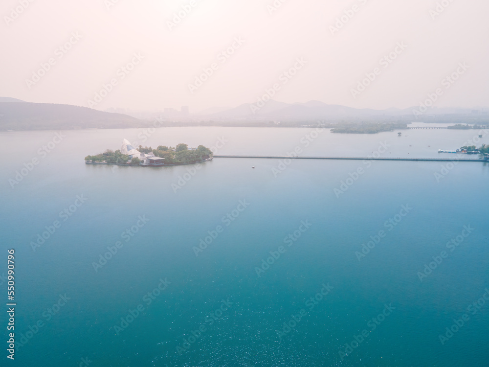 中国徐州云龙湖景观航拍照片
