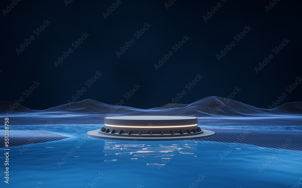 Empty stage in the digital space, 3d rendering.