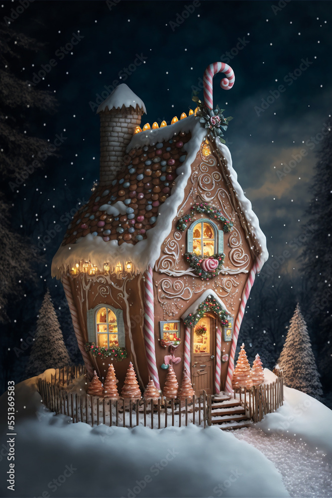 Gingerbread house. Christmas sweet house. Generative Ai.