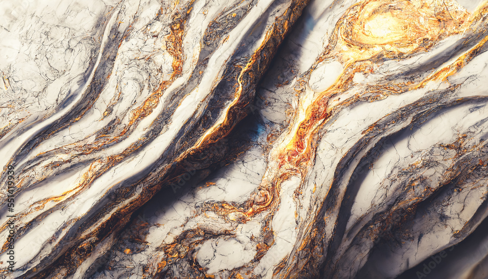 Splendid luxury white and gold marble abstract background, wavy texture, fluid liquid solid like pat