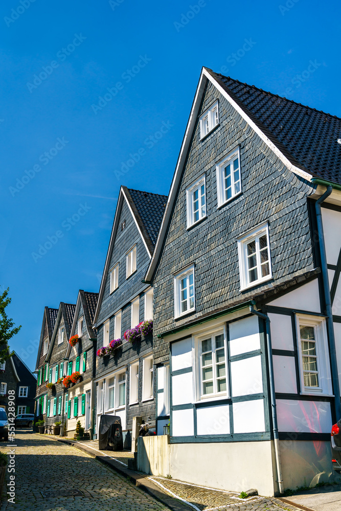 Historic half-timbered and slate houses in Solingen-Grafrath - North Rhine-Westphalia, Germany