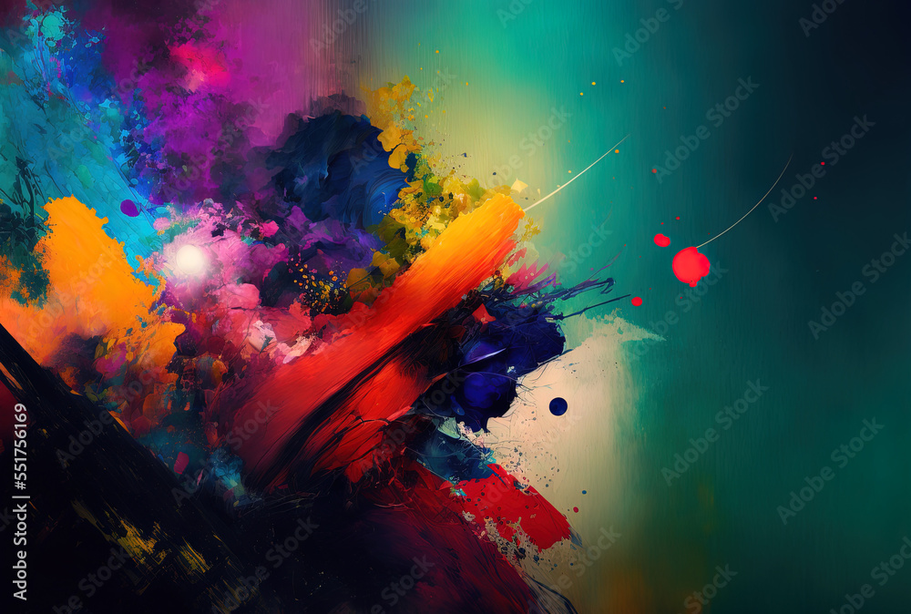 Abstract painting with vibrant colors, textures, and backgrounds in r. Generative AI