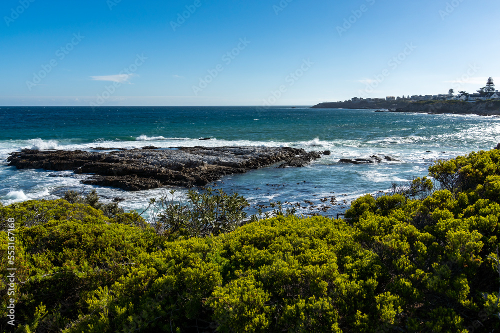 Coastal view from the Cliff Path at Hermanus, Whale Coast, Overberg, Western Cape, South Africa.