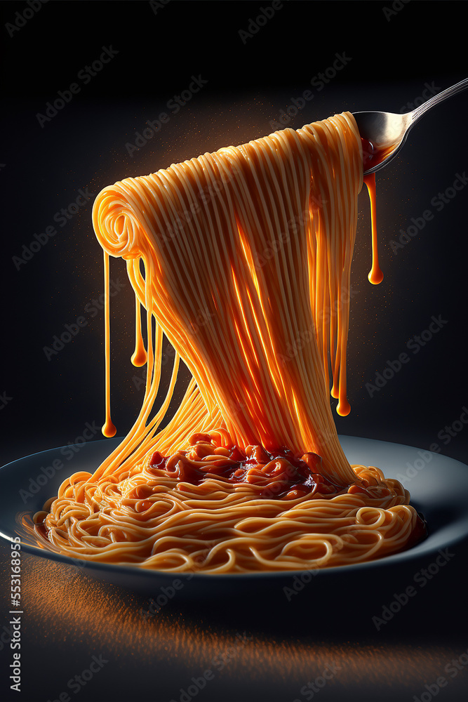 Spaghetti in plate. Tasty italian food. Generative AI