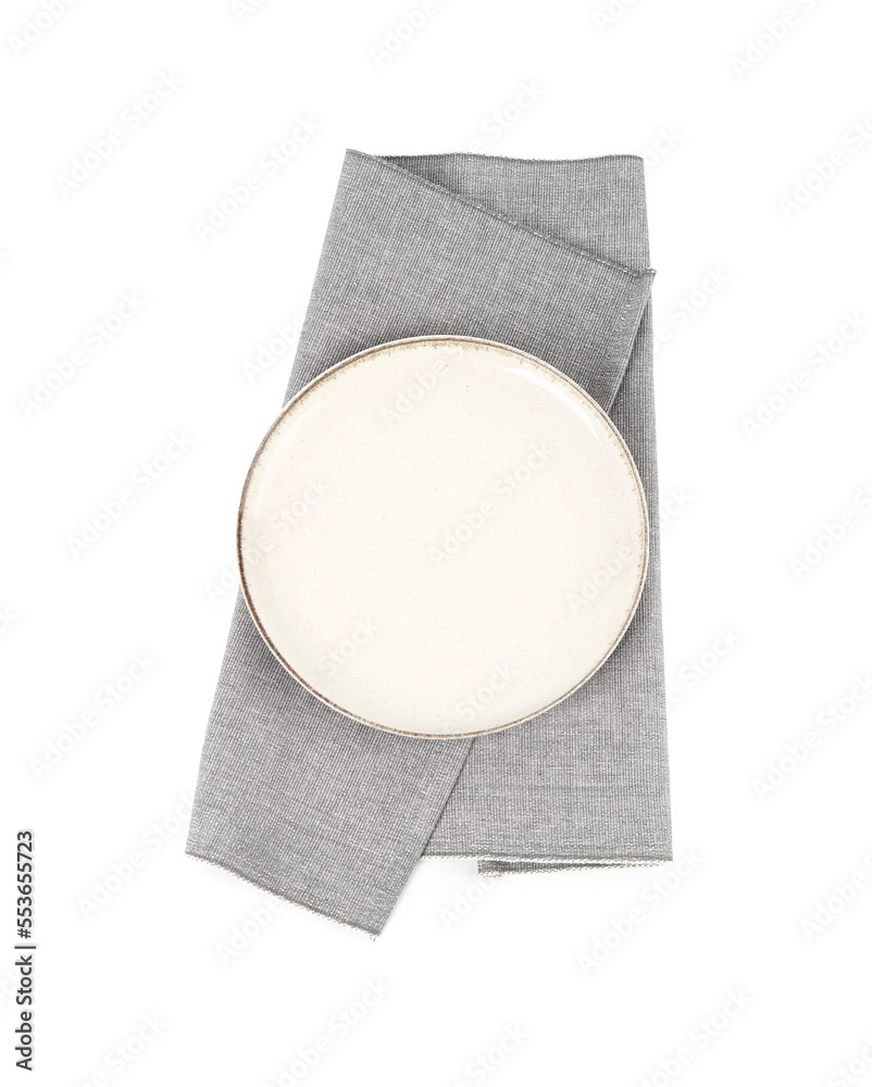白底灰色餐巾餐盘