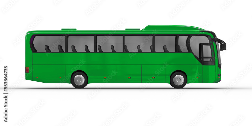 Grüner Reisebus mit Werbefläche - isoliert