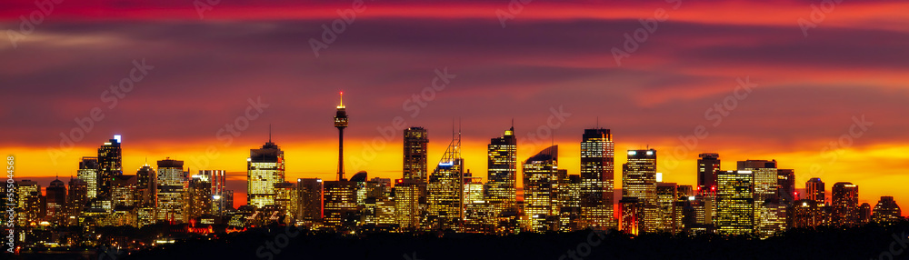 日落后的悉尼天际线