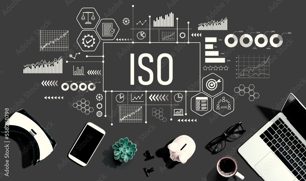 电子产品和办公用品的ISO主题-平躺