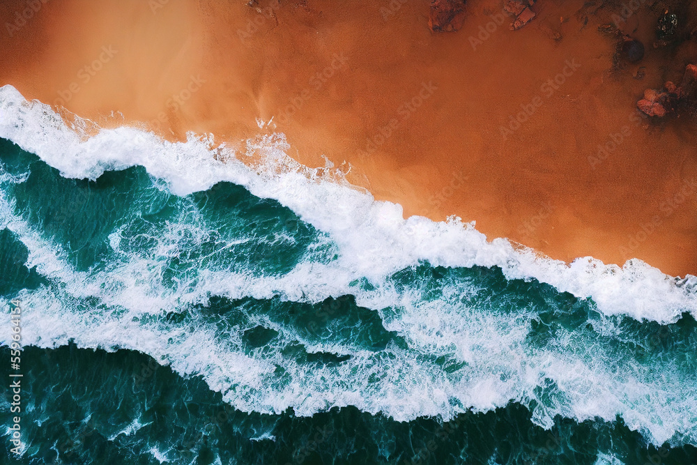 Spectacular drone photo of beach for refreshing and calmness concept. Generative AI.