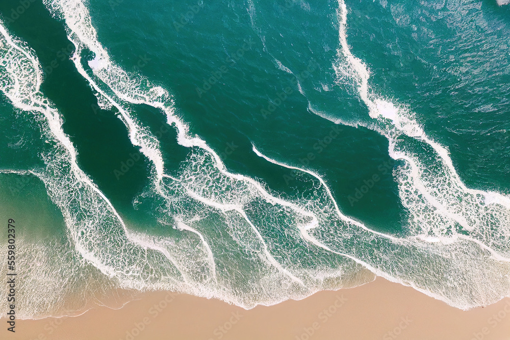 Spectacular drone photo of beach for refreshing and calmness concept. Generative AI.