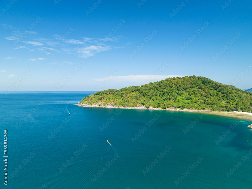 Sea surface ocean background, Beautiful island in the sea nature landscape, Amazing seacoast view ba