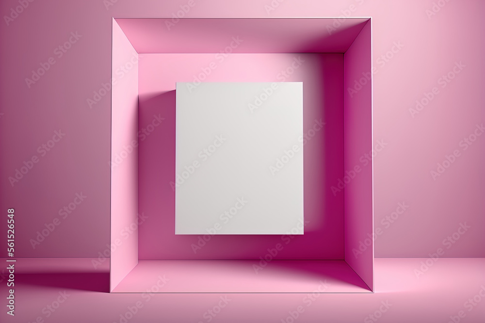 一个简单抽象的粉红色正方形背景，以粉红色为基础和场景。生成AI