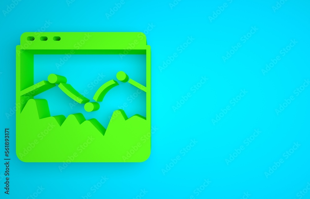 Green Music wave equalizer icon isolated on blue background. Sound wave. Audio digital equalizer tec