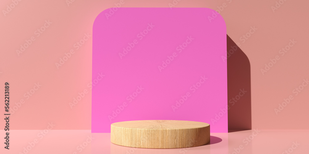 Podium and a square wall in a room - 3D