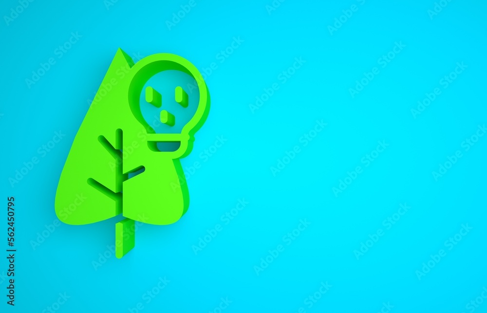 Green Poison flower icon isolated on blue background. Minimalism concept. 3D render illustration