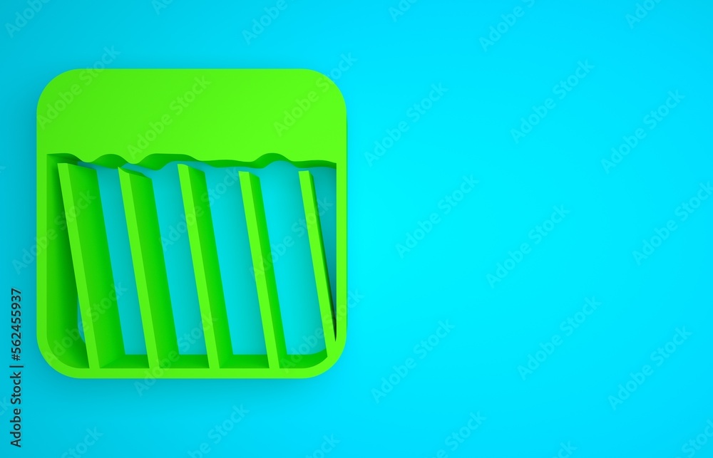 Green Ground icon isolated on blue background. Minimalism concept. 3D render illustration