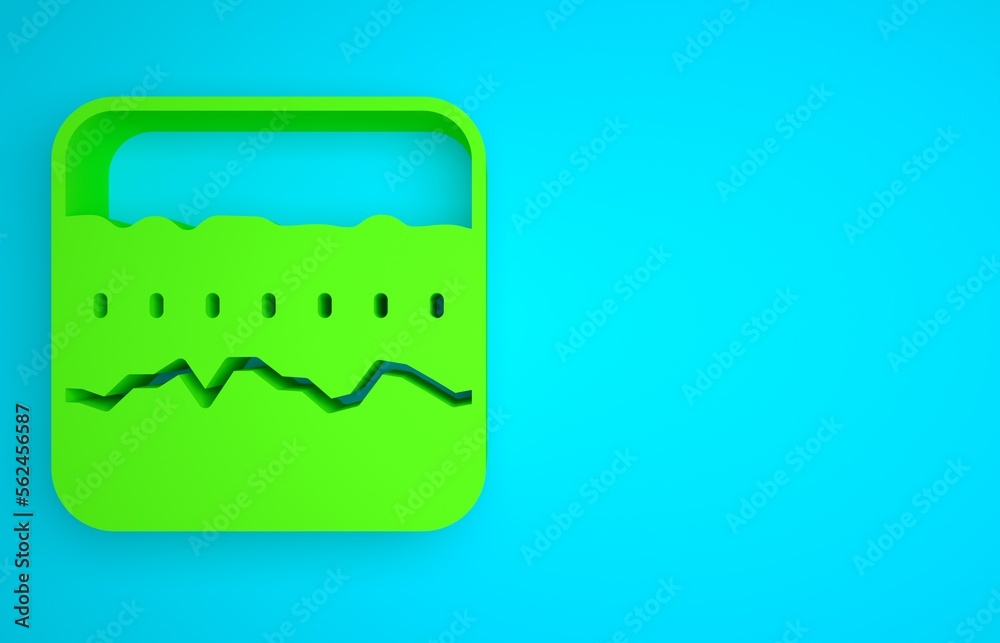 Green Soil ground layers icon isolated on blue background. Minimalism concept. 3D render illustratio