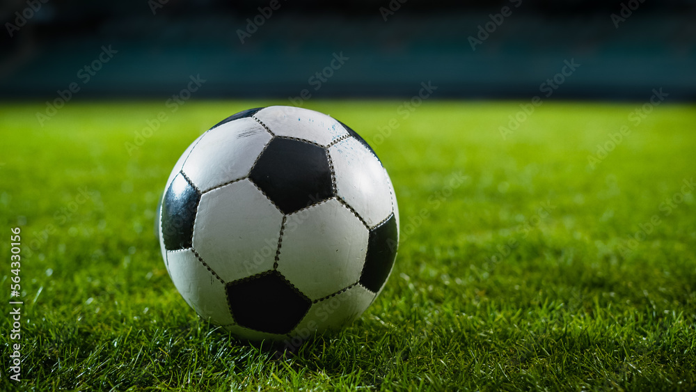 Close-up of a Football Ball. Conceptual Shot Representing Start of the Game, Success, Victory, Deter