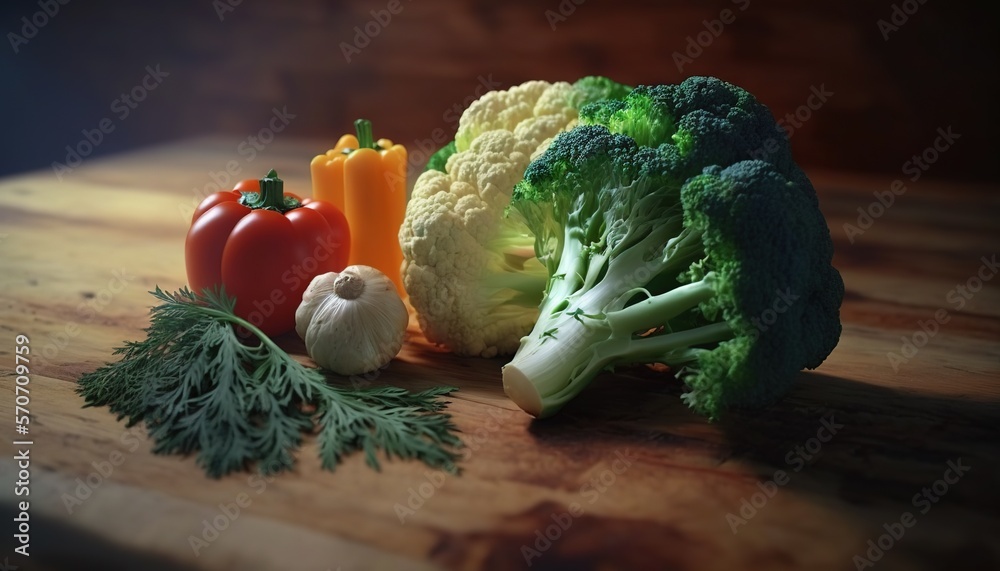  broccoli, carrots, peppers, and peppers on a cutting board with parsley on the side of the board an
